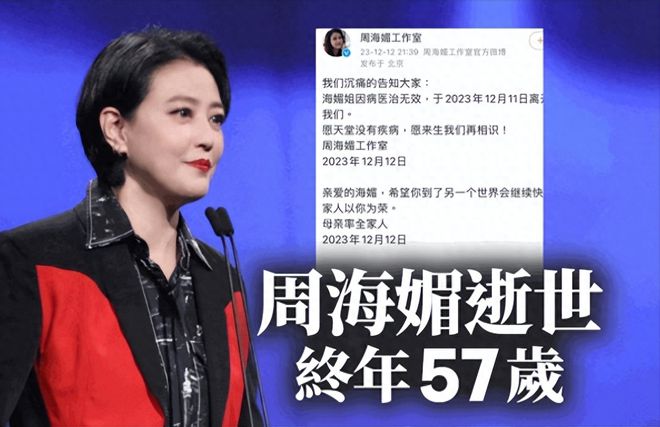 周海媚曾与吕良伟相恋，如今离世，终年57岁！