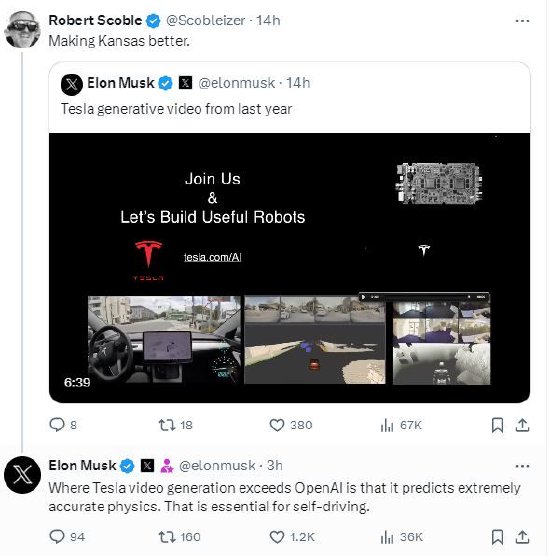 马斯克：特斯拉的视频生成技术是世界上最好的(图2)