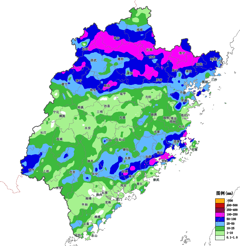 暴雨预警持续！今天福建西部北部地区有暴雨到大暴雨